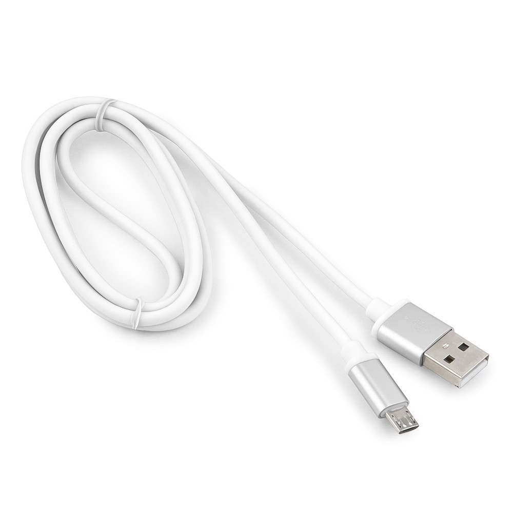 Кабель USB2.0(Am)-micro(BM), Cablexpert, 1m, белый, серия Gold, блистер (CC-G-mUSB01W-1M)