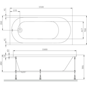 Акриловая ванна Am.Pm X-Joy 150х70 с каркасом и фронтальной панелью в Москвe