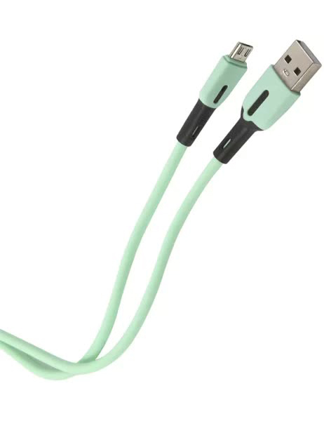 Дата-Кабель USAMS-SJ432 USB - micro USB с индикатором (1 м) силиконовый, мятный (SJ432USB03)