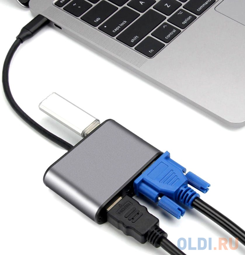 VCOM CU425M Адаптер USB3.1 Type-CM-->HDMI +VGA+3XUSB +PD charging+TF+AUDIO,Aluminum Shell, VCOM  <CU425> в Москвe