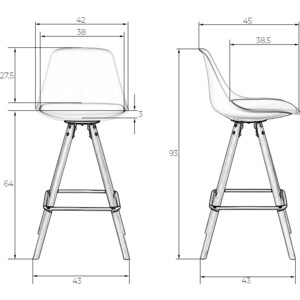 Стул полубарный Dobrin RONNI LMZL-PP759A-1 ножки светлый бук, черный (B-03)