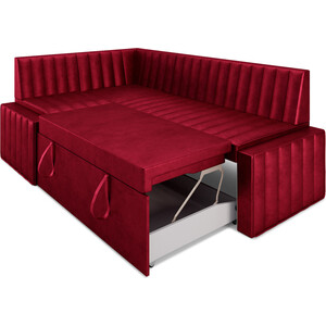 Кухонный диван Mebel Ars Вермут левый угол (бархат красный STAR VELVET 3 DARK RED) 193х82х113 см