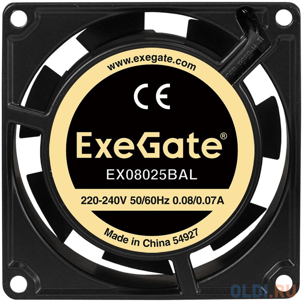 Exegate EX288997RUS Вентилятор 220В ExeGate EX08025BAL (80x80x25 мм, 2-Ball (двойной шарикоподшипник), подводящий провод 30 см, 2600RPM, 32dBA) в Москвe