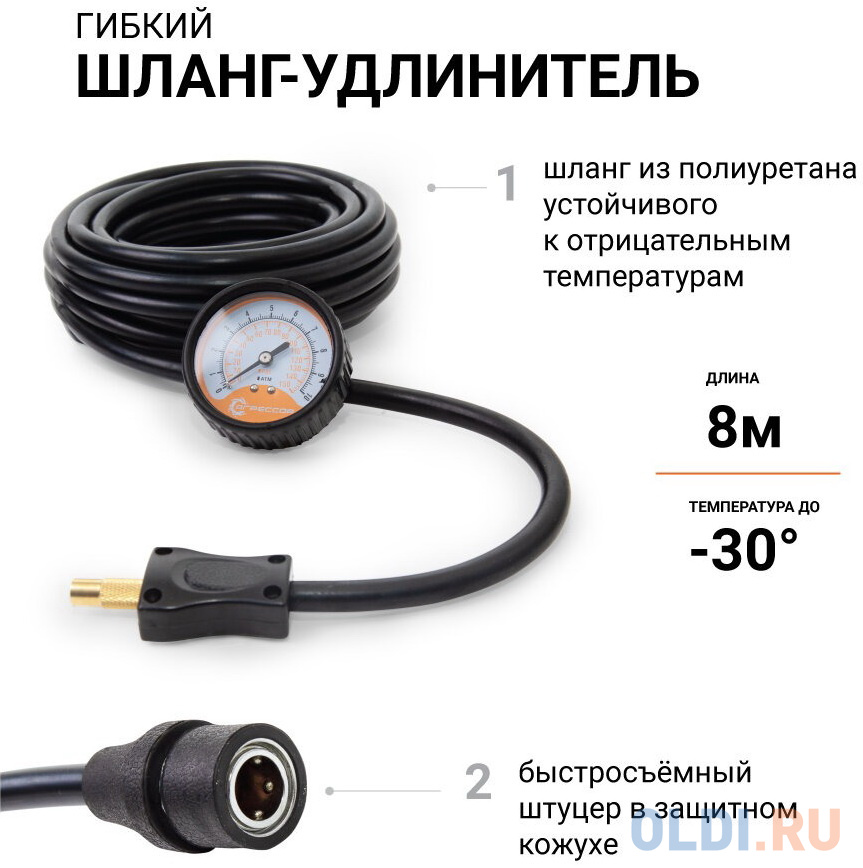 Агрессор Компрессор воздушный , 300 л./мин., 12v/90a, шланг 8 м., шнур питания 2.4 м., питание от акб AGR-300K в Москвe