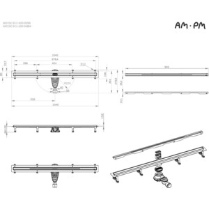 Душевой лоток Am.Pm MasterFlow затвор Slim line 100 см, черный (W01SC-S11-100-05BM)