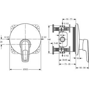 Смеситель для душа Ideal Standard Ceramix blue встраиваемый, для механизма A1000NU (A5666AA)