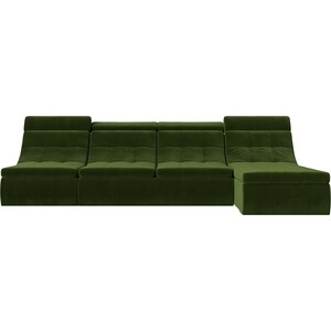 Лига Диванов Угловой модульный диван Холидей Люкс микровельвет зеленый