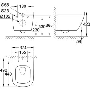 Комплект унитаза Grohe Euro Ceramic с инсталляцией OLI, сиденье микролифт (39206000, 300573p, 39330001) в Москвe