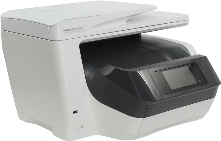 МФУ струйный HP OfficeJet Pro 8730, A4, цветной, 36стр/мин (A4 ч/б), 36стр/мин (A4 цв.), 1200x1200dpi, дуплекс, АПД-50 листов, факс, сетевой, Wi-Fi, USB (D9L20A)