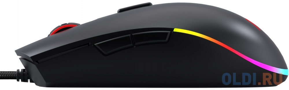 AOC Мышь игровая профессиональная GM500, многоцветная RGB, 5000 dpi., Pixart 3325, USB кабель 1,8 м, чёрный.