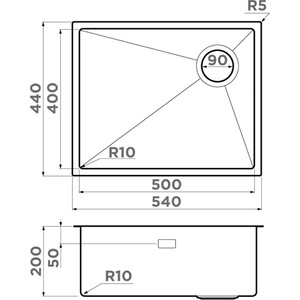 Кухонная мойка Omoikiri Taki 54-U/IF-LG Side SF светлое золото (4997092)