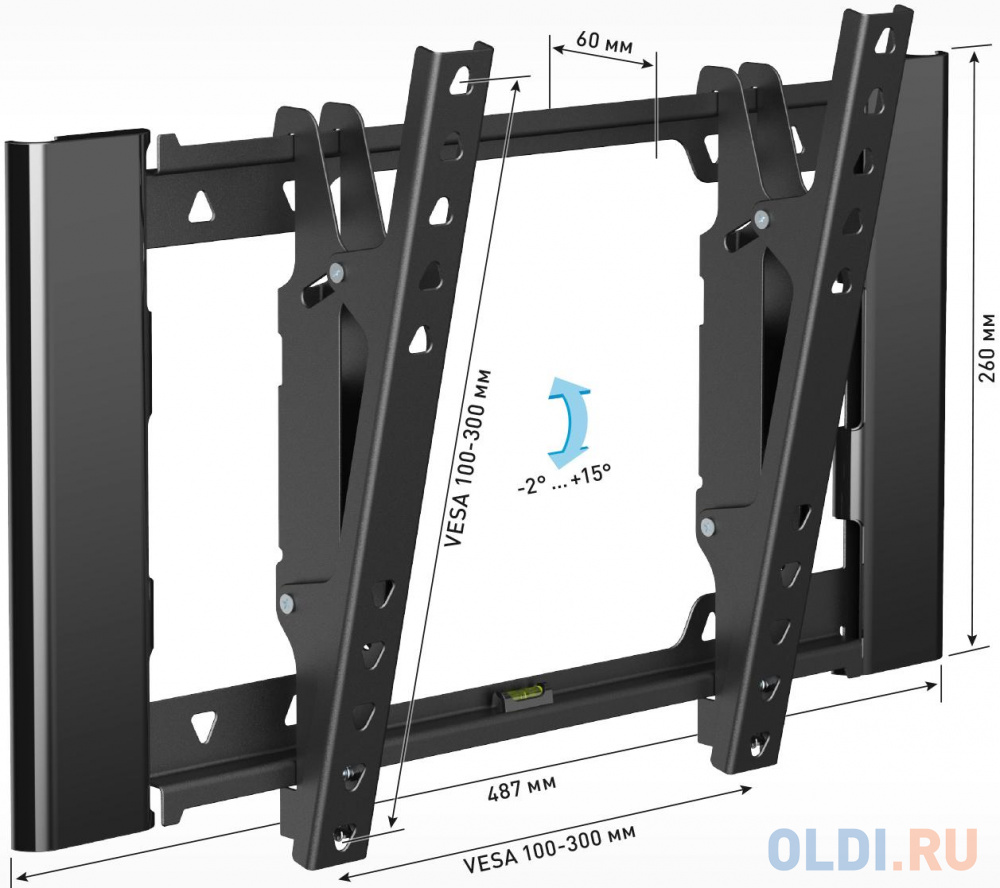 Кронштейн Holder T3929-B черный для ЖК ТВ 22-47" настенный наклон до 25 кг