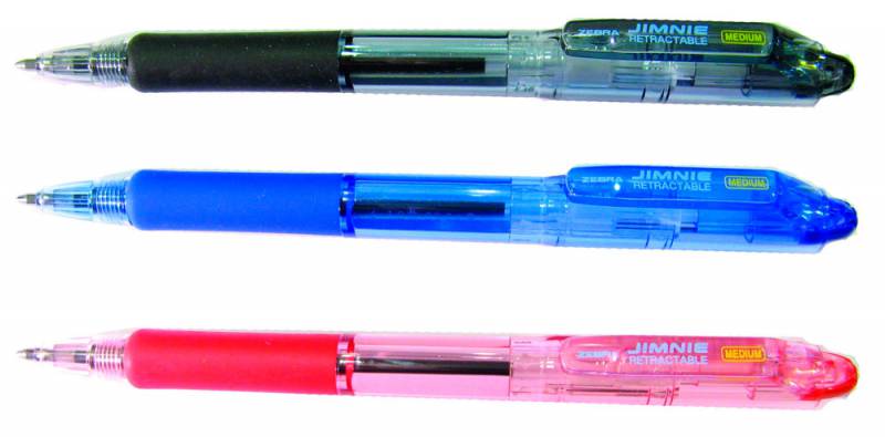 Ручка шариковая автоматическая Zebra Jimnie Retractable (KRBMZ-100-BL), корпус синий (12 шт. в уп-ке)