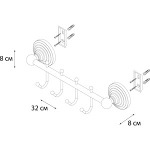 Планка с 4 крючками Fixsen Retro (FX-83805-4)
