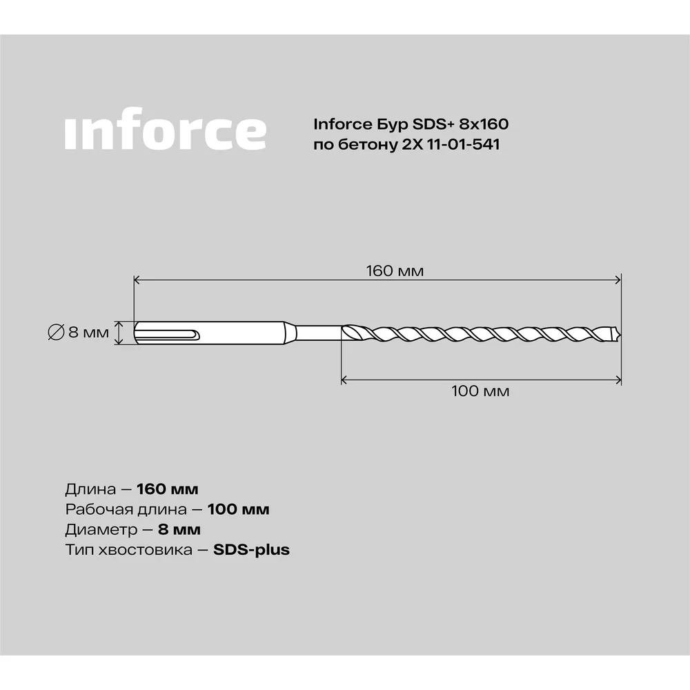 Бур sds-plus по бетону Inforce