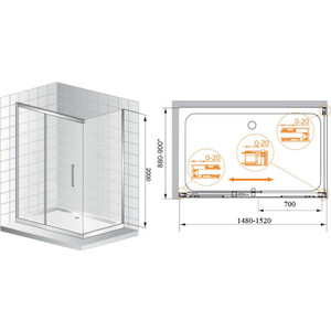 Душевой уголок Cezares Premier Soft 150x90 хром, прозрачный (PREMIER-SOFT-W-AH-1-150/90-C-Cr-IV)