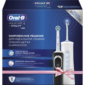 Набор электрических зубных щеток Oral-B Vitality 100 + Aquacare 4 Oxyjet черный/белый в Москвe