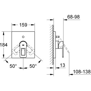 Смеситель для ванны Grohe Quadra накладная панель, для 35501 (19456000) в Москвe