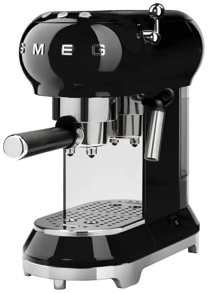 Кофеварка рожковая SMEG 50's Style ECF01BLEU, 1.35 кВт, кофе молотый / зерновой, 1 л, Капучинатор, черный (ECF01BLEU)