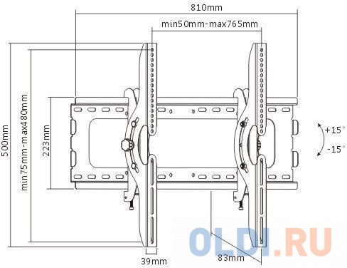 Кронштейн для телевизора Ultramounts UM 843T черный 37"-75" макс.75кг настенный поворот и наклон в Москвe