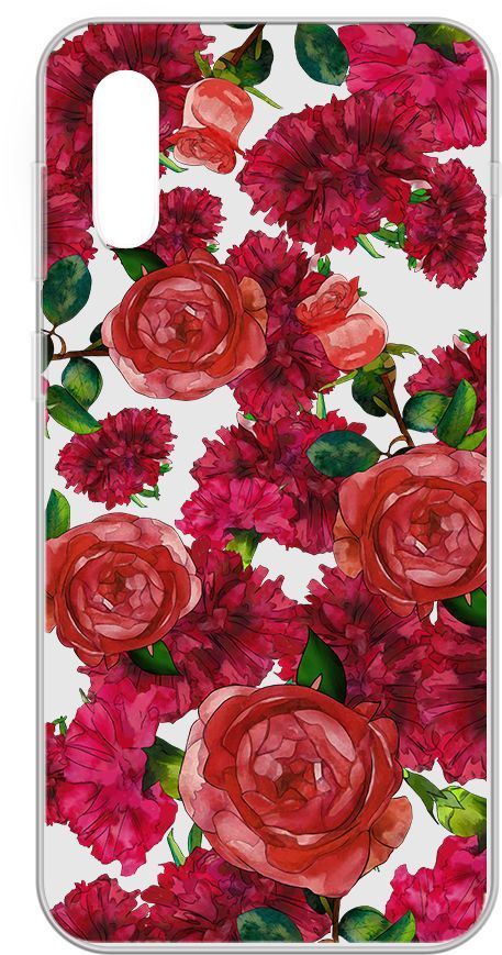 Чехол-накладка Gresso Air для смартфона Samsung Galaxy A02, термопластичный полиуретан (TPU), прозрачный/рисунок цветы (GR17AAAE9155)
