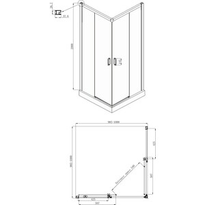 Душевой уголок Ambassador Queen 100x100 прозрачный, черный (11011204Black)