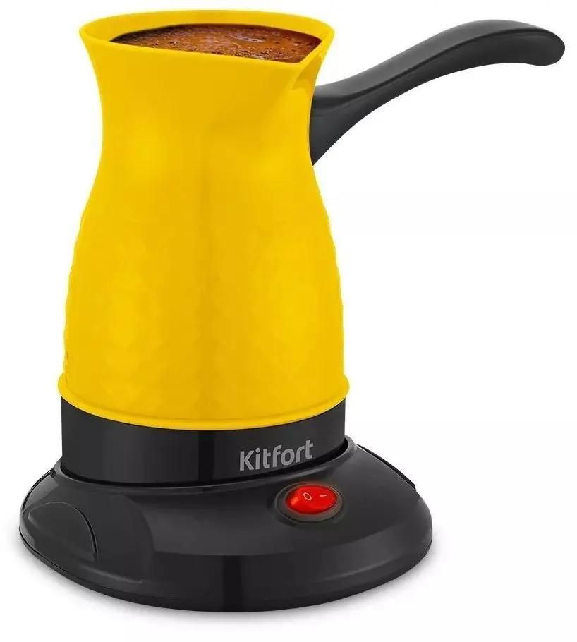 Кофеварка турка электрическая Kitfort КТ-7130-1, 600 Вт, кофе молотый, 600 мл, желтый/черный (КТ-7130-1)
