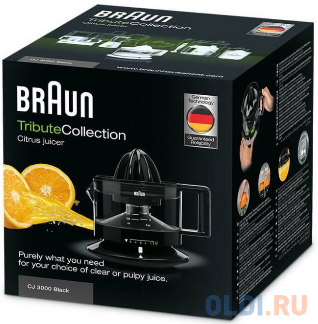 Соковыжималка цитрусовая Braun CJ3000BK 20Вт рез.сок.:350мл. черный