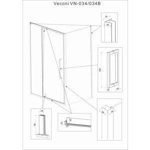 Душевой уголок Veconi Rovigo RV-034 120х80 прозрачный, хром (RV034-12080-01-C7) в Москвe