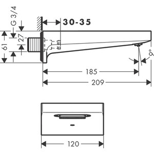 Излив для ванны Hansgrohe Metropol 18,5 см, белый матовый (32543700)