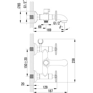 Смеситель для ванны Lemark Plus Spirit с душем, хром (LM1912C, LM8063C)