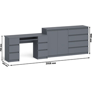 Комплект СВК Мори Стол компьютерный МС-2 + Комод МК1600.1, цвет графит