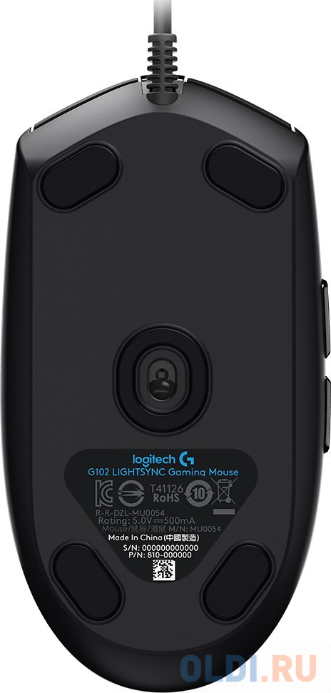 Мышь проводная Logitech G102 LIGHTSYNC чёрный USB 910-005808