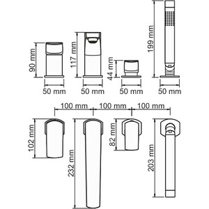 Смеситель на борт ванны Wasserkraft Salm на 4 отверстия, хром (2755)