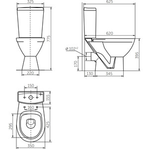 Унитаз-компакт Rosa Соло с сиденьем, синий кракелюр (4630055550470)