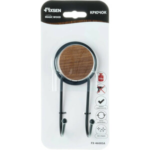 Крючок двойной Fixsen Magic Wood черный/дерево (FX-46005A)