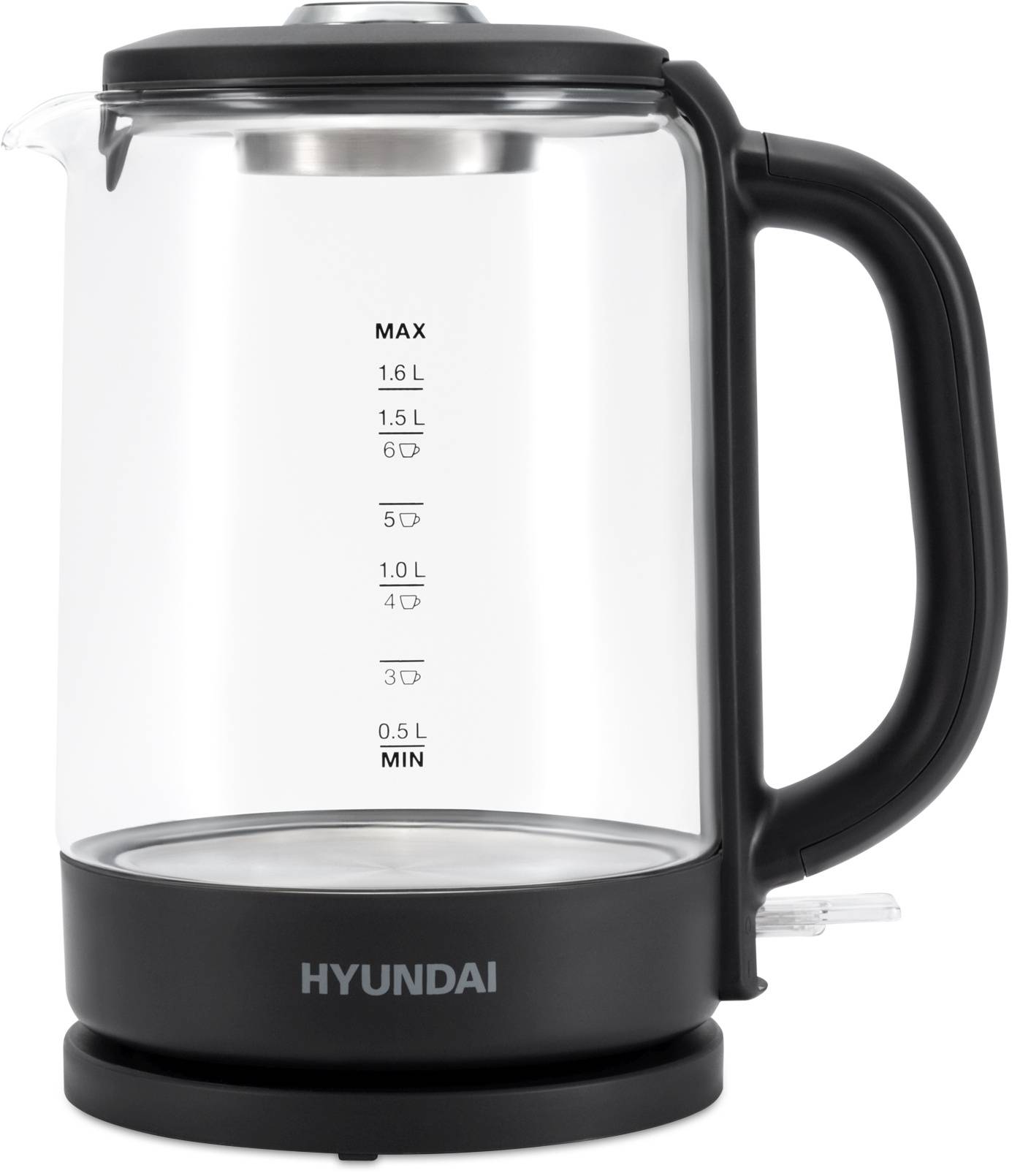 Чайник электрический Hyundai HYK-G3402 серый/серебристый, стекло