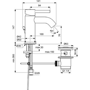 Смеситель для раковины Ideal Standard Ceraline с донным клапаном, хром (BC193AA) в Москвe