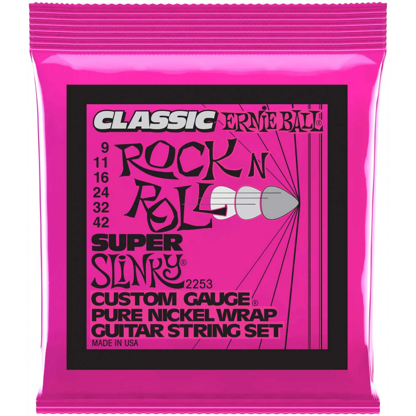Струны для электрогитары ERNIE BALL 2253 Classic Rock n Roll Pure Nickel Slinky Super 9-42