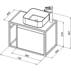 Тумба с раковиной Aquanet Nova Lite Loft 75 правая, дуб рошелье (261653, 261852, 211280)