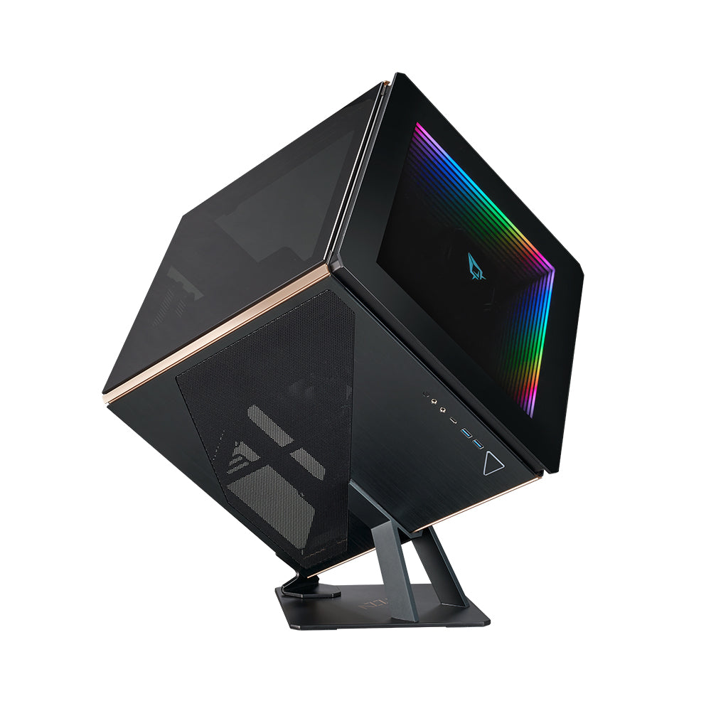 Корпус Azza Regis, ATX, Cube-Case, 2xUSB 3.0, USB Type-C, RGB подсветка, черный, без БП (CSAZ-902)