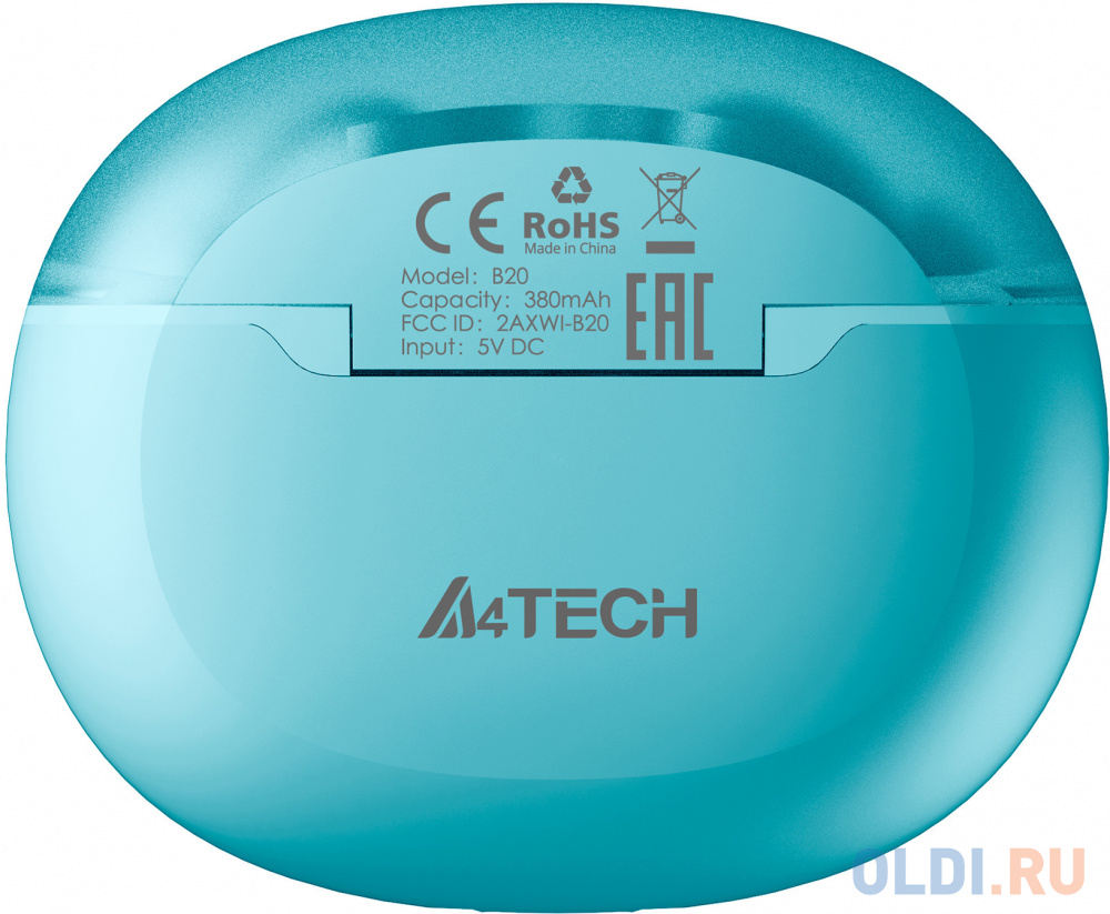 Гарнитура вкладыши A4Tech 2Drumtek B25 TWS синий беспроводные bluetooth в ушной раковине (B25 ICY BLUE)