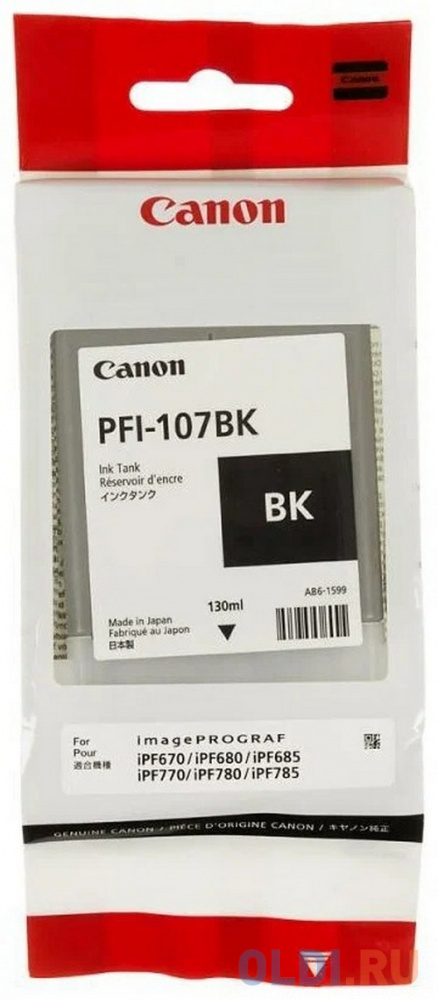 Картридж Canon PFI-107 BK для iPF680/685/780/785 130мл черный 6705B001