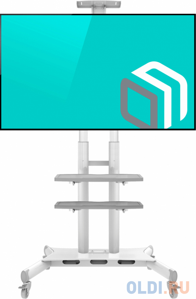 Мобильная стойка ONKRON на 1 ТВ/ 55-80" от 200х200 до 800х500, макс нагр 90,9кг, портретная/альбомная ориентация, высота 1050-1650мм, белая в Москвe
