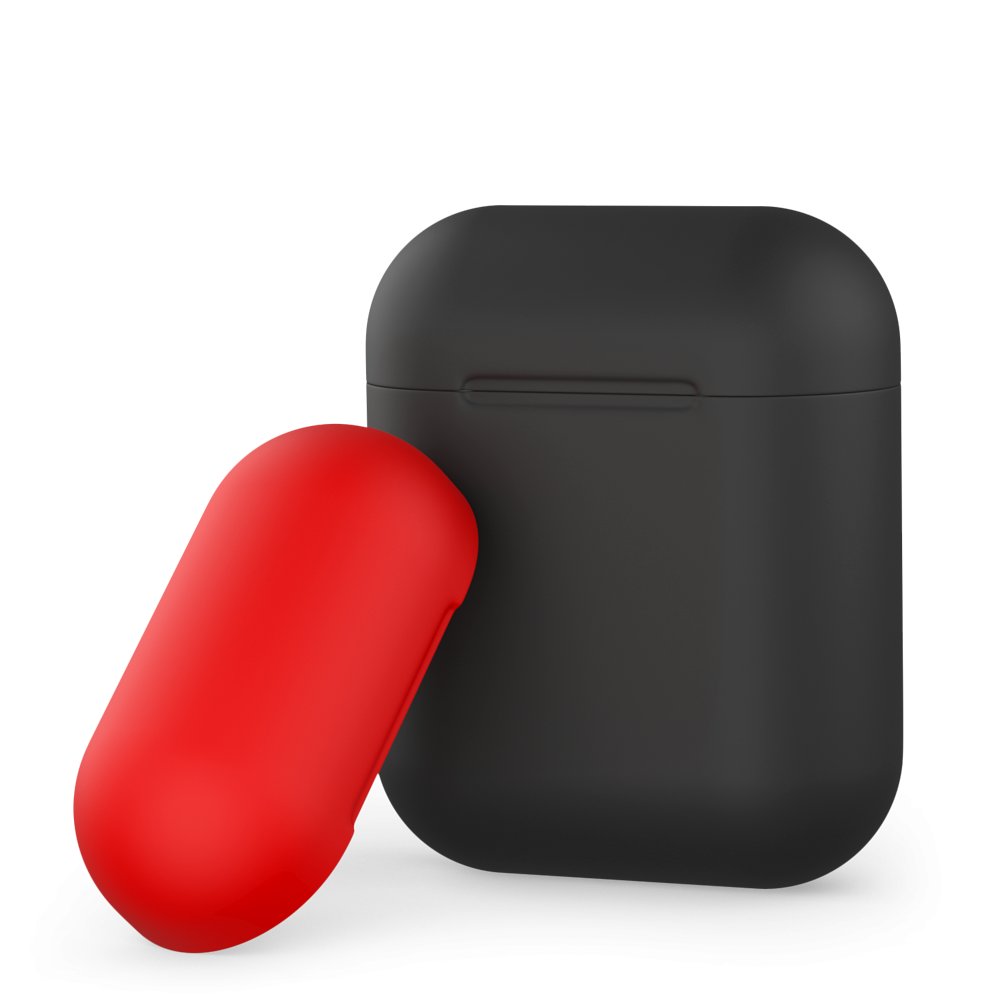 Чехол силиконовый Deppa для AirPods black-red