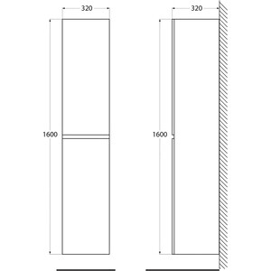 Пенал BelBagno Albano 32х160 bianco lucido (ALBANO-1600-2A-SC-BL)