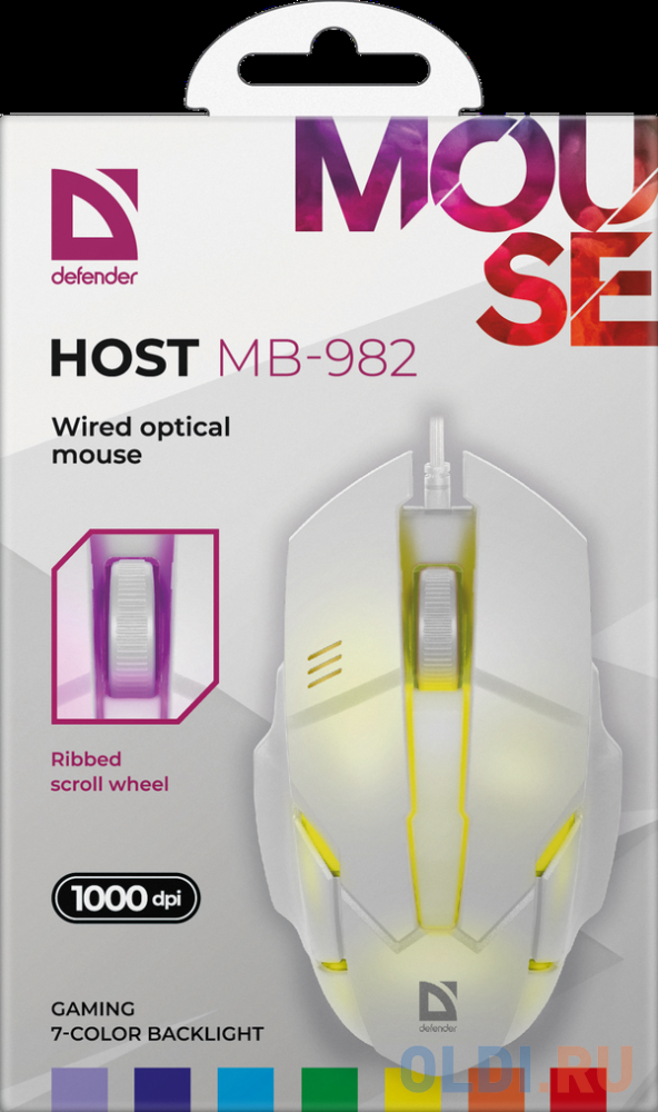 Мышь проводная Defender MB-982 белый USB