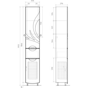 Пенал Volna Adel 35х195 белый (pnADEL35-01)