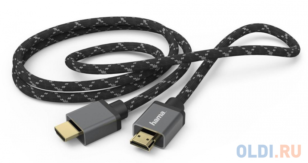 Кабель HDMI 2м HAMA 00200504 круглый черный/серый