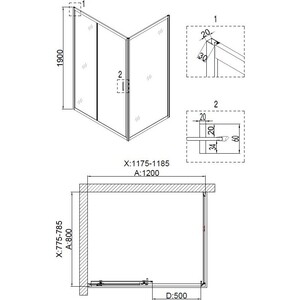 Душевой уголок Niagara Nova 120x80 прозрачный, черный (NG- 6812-08 BLACK)